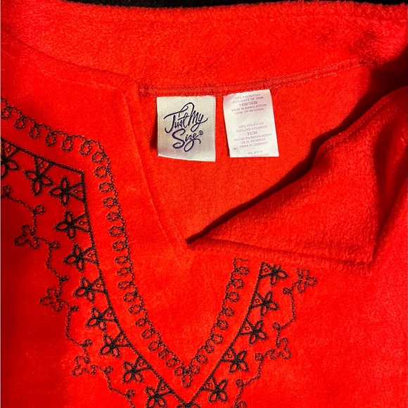 Just My Size Women’s 14W/16W Red Embroidered Tunic Top - Picture 3 of 8